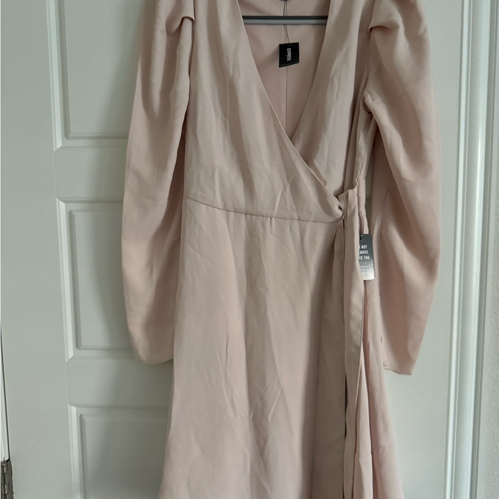 Elegant Pink Wrap Dress